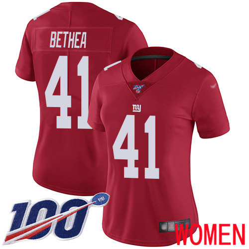 Women New York Giants #41 Antoine Bethea Red Limited Red Inverted Legend 100th Season Football NFL Jersey